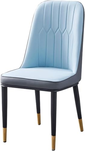 Esszimmerstuhl Küche Esszimmer Möbel Stühle Kunstleder Esszimmerstühle Schwarze Metallbeine Stühle Gepolsterter Sitz und Rückenlehne für Wohnzimmer Schlafzimmer Küche (Farbe: Blau + Grau) von Generisch