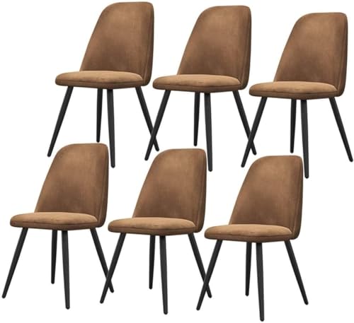 Esszimmerstuhl Küche Esszimmer Möbel Stühle Samt Esszimmerstühle Set von 6 Küchenthekenstühlen Wohnzimmer Eckstühle mit Metallbeinen, Samtsitz und Rückenlehnen (Farbe: Braun) von Generisch