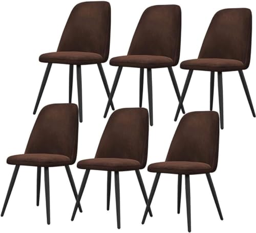 Esszimmerstuhl Küche Esszimmer Möbel Stühle Samt Esszimmerstühle Set von 6 Küchenthekenstühlen Wohnzimmer Eckstühle mit Metallbeinen, Samtsitz und Rückenlehnen (Farbe: Dunkelbraun) von Generisch