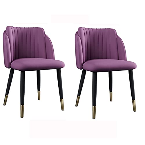 Esszimmerstuhl Küche Esszimmer Möbel Stühle Samt Esszimmerstuhl Set mit 2 Stück Küche Wohnzimmer Lounge Thekenstühle Modernes Design Esszimmerstuhl mit Beinen aus Karbonstahl (Farbe: Lila) von Generisch