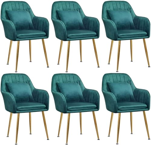 Esszimmerstuhl Küche Esszimmer Möbel Stühle Set mit 6 Samt-Esszimmerstühlen Gold Metallbeine Esszimmerstuhl Einfachheit Modern Gepolsterter Akzent Schreibtischstuhl (Farbe: Grün) von Generisch