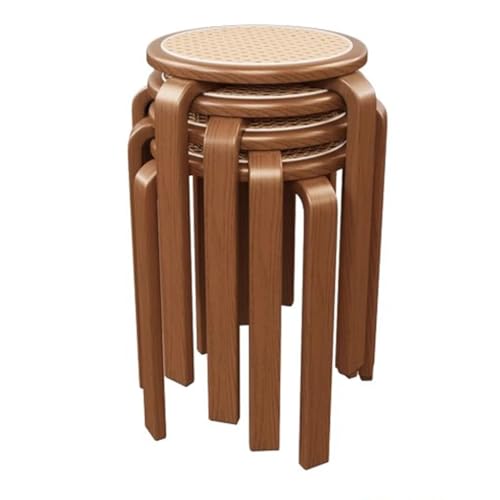 Esszimmerstuhl aus Holz, stapelbare Rattan-Barhocker für Küche und Wohnzimmer, runde Büro-Eingangsstühle Esszimmerstuhl aus Holz, stapelbare Rattan-Barhocker für Küche und Wohnzimmer, runde Büro-Eingangsstühle von Generisch