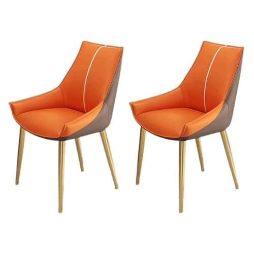 Esszimmerstuhl aus Leder, 2er-Set, Polsterkissen, Sitz, Küchenstühle mit stabilen Metallbeinen, modernes Esszimmermöbel für stilvolle Innenräume von Generisch