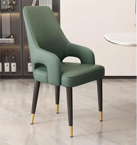 Esszimmerstuhl aus Leder, 2er-Set, robuste Polsterstühle mit hoher Rückenlehne, für Küche, Wohnzimmer, Büro, Schminktisch und Badezimmer, mit Metallbeinen von Generisch