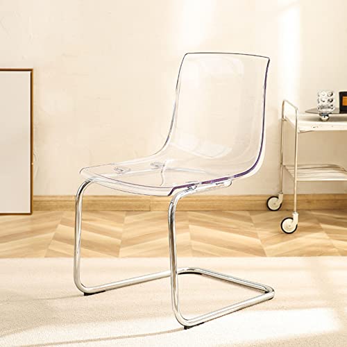 Esszimmerstuhl mit transparenter Rückenlehne, minimalistisches Design, Acryl-Stuhl für Esszimmer, Wohnzimmer, Büro, klare Rückseite und verzinkte Beine von Generisch