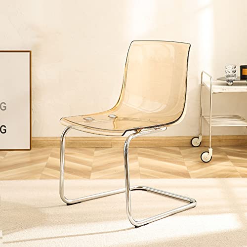 Esszimmerstuhl mit transparenter Rückenlehne, minimalistisches Design, Acryl-Stuhl für Esszimmer, Wohnzimmer, Büro, klare Rückseite und verzinkte Beine von Generisch