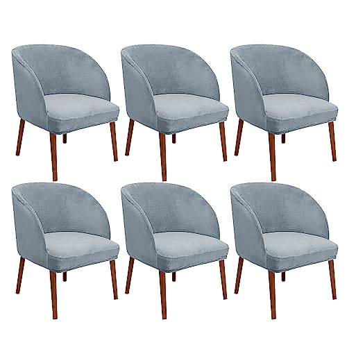 Esszimmerstuhlhussen aus Stretch-Samt, moderner gebogener Stil, blaues Thema, perfekt für Wohnzimmer, Schlafzimmer, Schminktisch, Lesen, leicht zu reinigen, langlebig, 6 Stück Esszimmerstuhlhussen aus Stretch-Samt, moderner gebogener Stil, blaues Thema, perfekt für Wohnzimmer, Schlafzimmer, Schminktisch, Lesen, leicht zu reinigen, langlebig, 6 Stück von Generisch