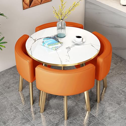 Esszimmertisch und Stühle Set für 4 Personen - Rund/Quadratischer Konferenztisch für Küche & Büro, perfekt für Geschäftstreffen, Empfangsbereiche und Essbereiche von Generisch