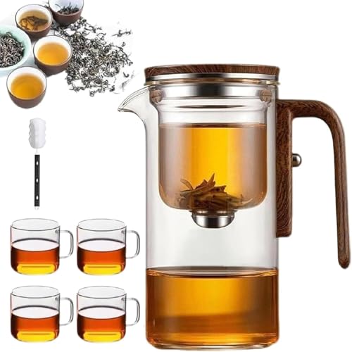 Eternity Teekanne, 2-in-1 magische Teekanne mit Teesieb, magnetische Teekanne mit Sieb für Blumentee und losen Tee, stark und hitzebeständig (600 ml + 4 Tassen) von Generisch