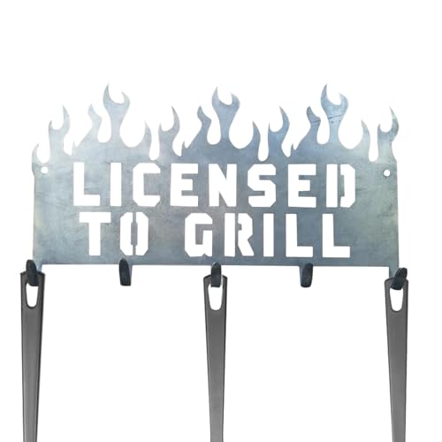Etsy Grillbesteck – personalisierter Koch-Organizer für den Außenbereich, Wandwerkzeug, Grill-Besteckhalter mit 5 Haken, Metall-Logo, Besteckhalter für Grill- und Kochutensilien von Generisch