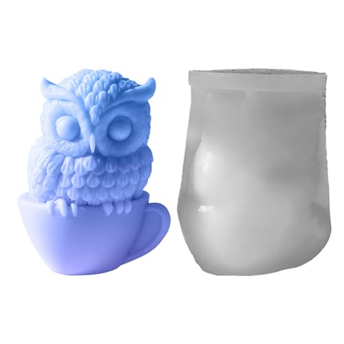 Eulen-Kerzen-Silikonform, Eulen-Kerzenherstellungsform | Silikon-3D-Eule-Figur-Kerzen-Bastelform,Tierstatuen-Gießwerkzeug, leicht entformbares Werkzeug zum Basteln von Desserts und Schokolade von Generisch