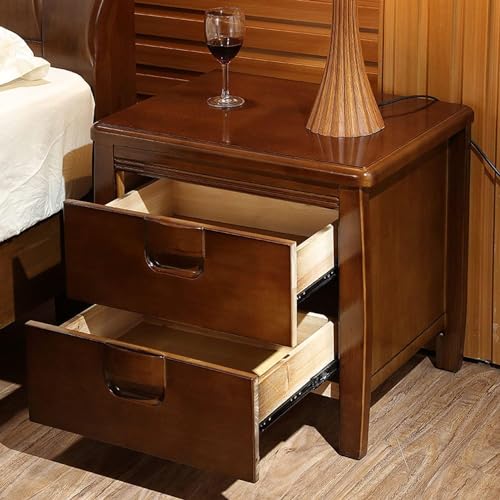 Exquisiter minimalistischer Nachttisch im Vintage-Stil, 2er-Set – schmale Nachtkommode mit 2 Schubladen, ideale kleine Schlafzimmer-Beistelltische & Möbelschränke für platzsparende Lösungen von Generisch