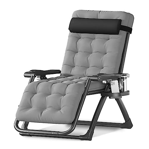 Extra breiter Zero Gravity Stuhl mit abnehmbarem Kissen und Tablett, zusammenklappbare Liege für den Innen- und Außenbereich, Chaiselongue von Generisch