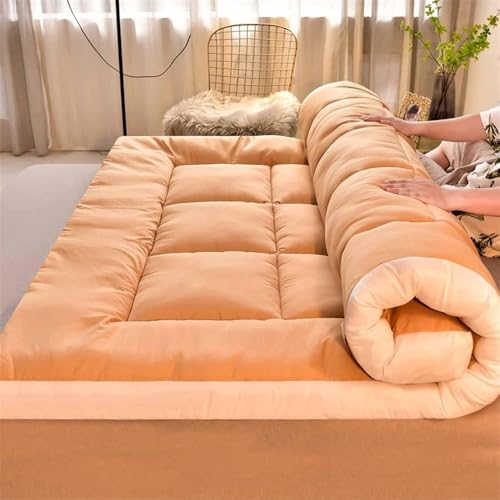 Extra dicke japanische Bodenmatratze, faltbar, Camping-Futonbett (Bronze, 180 x 200 cm), bequeme Tatami-Matratze für Zuhause und Outdoor, ideal zum Schlafen und Entspannen von Generisch