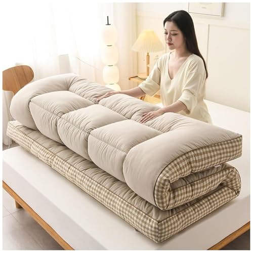 Extra dicke japanische Futon-Matratze, faltbares Bodenbett für Camping und Nutzung, traditionelle Isomatte in Beige (200 x 220 cm), bequeme und tragbare Bodenmatratze von Generisch
