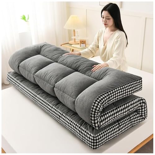 Extra dicke japanische Futon-Matratze, faltbares Bodenbett für Camping und Zuhause, traditionelle Matte, grau, 180 x 200 cm, bequeme Schlaflösung von Generisch