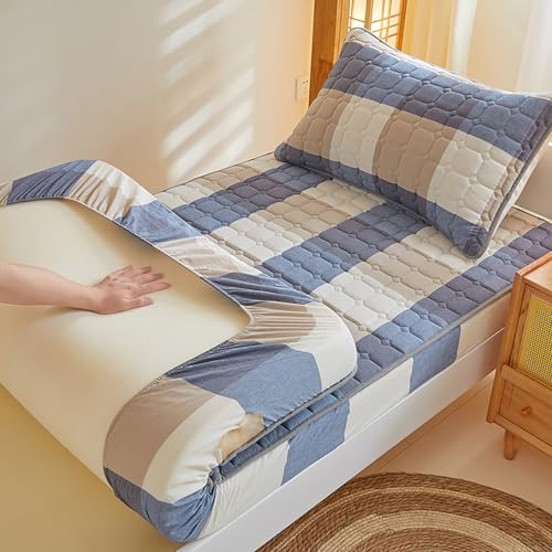Extra dicke japanische Futon-Matratze, flauschige Boden-Schlafmatte für Studentenwohnheime, leicht zu falten, dunkelblau, 90 x 190 cm, ultimativer Komfort und platzsparendes Design von Generisch