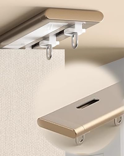 Extra dünne Vorhangschiene mit glatten Rädern und Loch, Deckenhalterung für Badezimmer oder Einzelfenster, flaches Design für einfaches Gleiten von Generisch