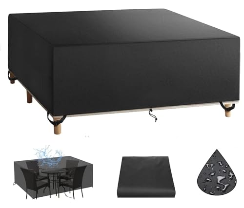 Extra große, wasserdichte Terrassentischabdeckung, 395 x 350 x 75 cm, Allwetter-, Outdoor-Möbelabdeckung, Anti-UV-Oxford-Gewebe, Gartenabdeckung von Generisch