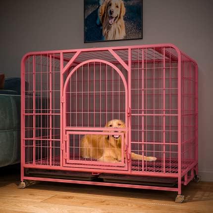 Extra große Hundebox aus Metall mit abnehmbaren Rädern und Tablett für riesige Hunde, Indoor Outdoor Pet Cage von Generisch