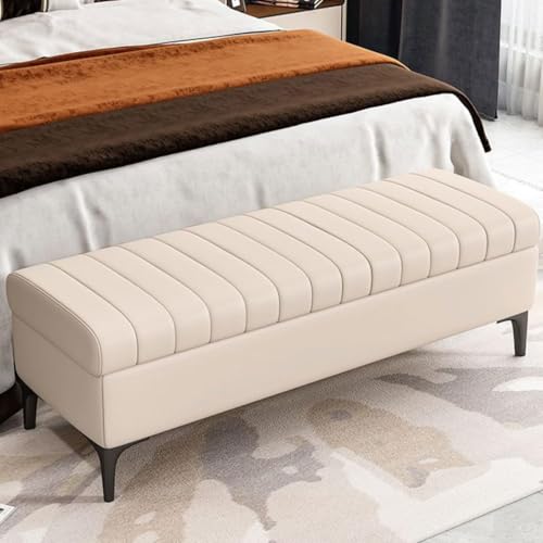 Extra große Polsterbettbank aus Leder, mit Stauraum, stilvolles Sofa, Pouf für Wohnzimmer, multifunktionaler Lederbehälter, moderne Wohnmöbel von Generisch