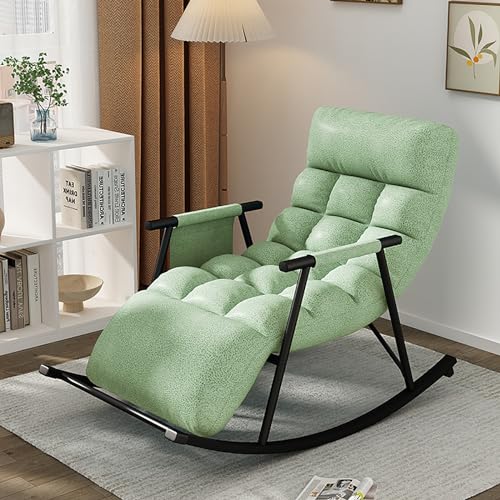 Extra großer, gepolsterter Zero Gravity Schaukelstuhl mit verstellbarer Rückenlehne und Fußstütze, ideal für drinnen und draußen, Balkon, Hinterhof und Garten, Mintgrün von Generisch