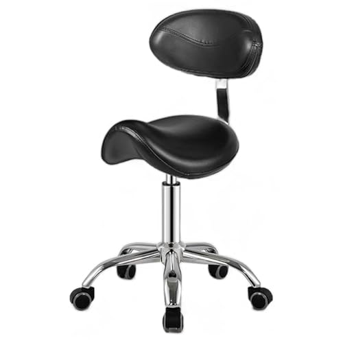 Extra hoher ergonomischer Sattelstuhl für Stehpulte, höhenverstellbar von 76,2–91,4 cm, Hocker mit Gasdruckfeder, Rädern und Rückenlehne, ideal für das Homeoffice (schwarz) von Generisch