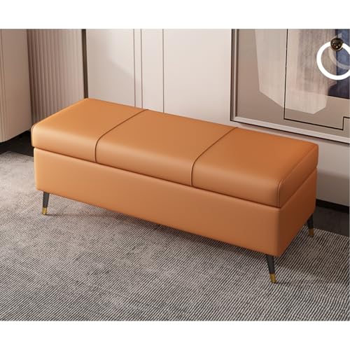 Extra langer Kunstleder-Ottomane, stilvolle PU-Leder-Bank mit Kissen, rechteckiges Design für Wohnzimmer, Schlafzimmer und Eingangsbereich, ideale Lösung für Fußbett-Aufbewahrungslösung von Generisch