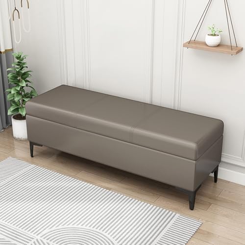 Extra langer Kunstleder-Ottomane – gepolsterter Nizer für Schlafzimmer und Eingangsbereich, rechteckiger Spielzeugbehälter, unterstützt 136 kg, stilvolle und funktionale Aufbewahrungslösung von Generisch