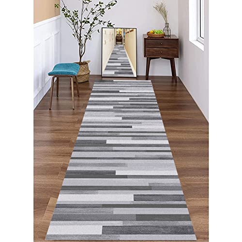 Extra langer grauer Flurteppich, schmaler Flurläufer in verschiedenen Längen und Breiten (Größe: 80 x 400 cm) von Generisch