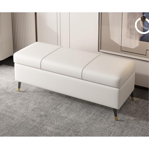 Extra langer rechteckiger Kunstleder-Pouf mit versteckter Schublade, stilvolle Fußstütze und PU-Leder-Kissen für Wohnzimmer, Schlafzimmer oder Eingangsbereich (80 cm) von Generisch
