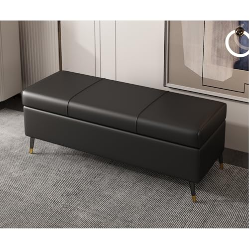Extralange Kunstleder-Ottomane, stilvolle Kunstleder-Bank mit Kissen für Eingangsbereich und Wohnzimmer, rechteckige Fußstütze, schwarz (150 cm), vielseitige Möbellösung von Generisch