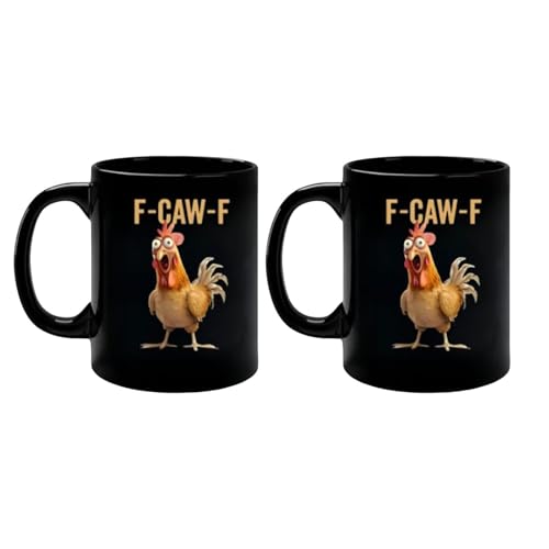 F-Caw-F Kaffeetasse Lustige Hühner Tasse, 2er-Pack F-Caw-F Hahn Keramik Kaffeetassen, Hühnerförmige Becher Mit Gebogenem Henkel Für Zuhause Geschäft Frauen Mutter Dame Bauernhof Frühstück Morgen von Generisch