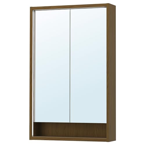 FAXÄLVEN Spiegelschrank mit Einbaubeleuchtung, 60x15x95cm, Braun Eichenoptik von Generisch