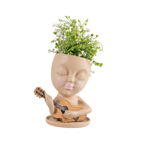 Face Planter, Face Planter Pot | Cute Planter with Vista Shape - Face Flower Pot Succulent Pot with Drain Hole for Small Guitar Indoor Artificial Flowers von Generisch