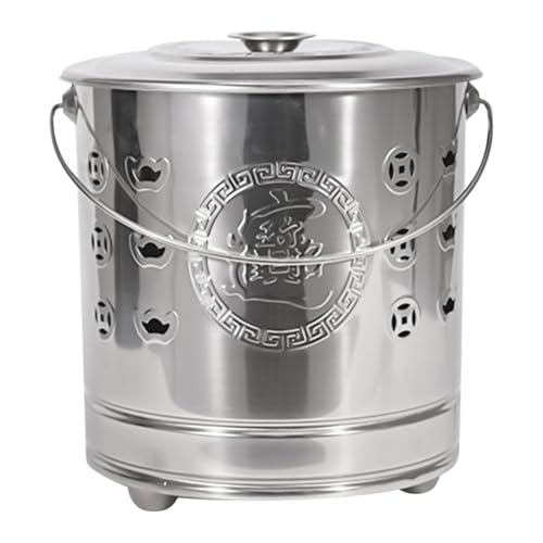 Fässer zum Brennen - Feuerfass für Garten | Tragbare Verbrennungsfässer, käfigstahlbezählte Edelstahl mit Feuerhaken und Liner für Holzblätter Mülleimer Patio Mountain Beach Garten Balkon von Generisch