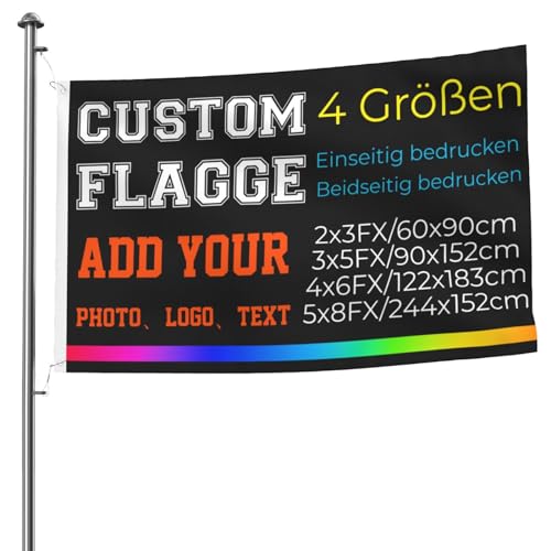 Fahne Selbst Gestalten, flagge selbst gestalten, (4 Größen) Personalisiert flagge Einseitiger/Beidseitiger Druck, Druck Eigenes Logo/Bild/Wörter, Für Den Innen Außenbereich 5x8FT/152x244cm【Einseitig】 von Generisch