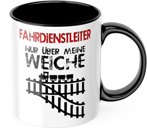 Fahrdienstleiter Nur über meine Weiche Tasse Bahntasse DB Netz Deutsche Bahn Eisenbahn Eisenbahner (schwarz) von Generisch