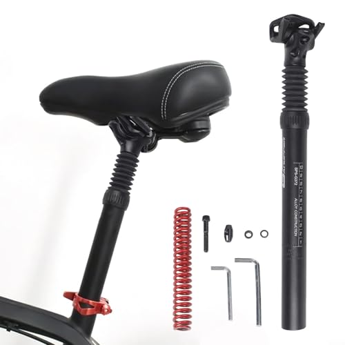 Fahrrad-Sattelstütze, 350 mm, stoßdämpfende Sattelstütze für Mountainbike, Rennrad, verstellbare Federsattelstütze, 25,4–34,9 mm Durchmesser, schwarze Aluminiumlegierung (33,9 mm durch Unterlegscheibe Fahrrad-Sattelstütze, 350 mm, stoßdämpfende Sattelstütze für Mountainbike, Rennrad, verstellbare Federsattelstütze, 25,4–34,9 mm Durchmesser, schwarze Aluminiumlegierung (33,9 mm durch Unterlegscheibe von Generisch