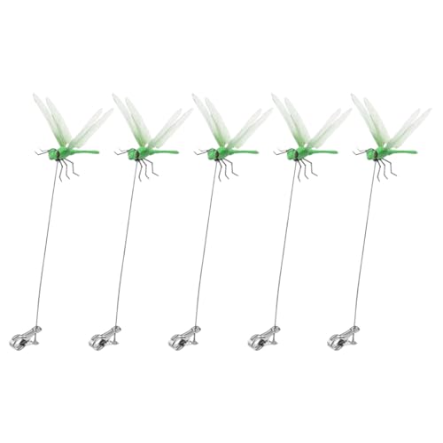 Fake Dragonfly Clip - 5pcs Dragonfly Clip -Fehler | wasserdichte Libelle Terrassen Ornamente | Fly-Repelling 3D-Hutclips | Realistische Drachenfliege Gartenstufe für Gartengarten von Generisch