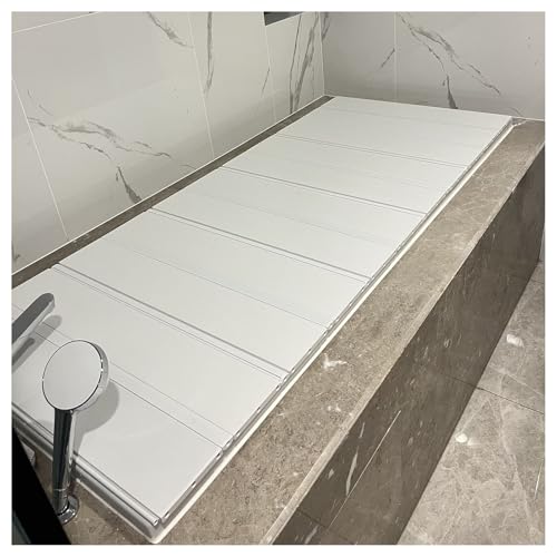 Faltbare Badewannenabdeckung und Tablett, staubdichte PVC-Isolierplatte für Standard-Badewannen, 40 kg Tragkraft, 75 x 150 x 1,2 cm, Aufbewahrungslösung, perfekt für Zuhause und Spa von Generisch