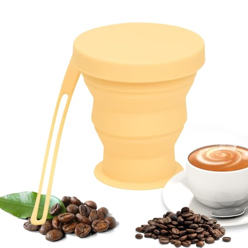 Faltbare Becher - 200ml Bpa-Frei Faltbecher | Zusammenklappbare Silikonbecher Faltbar, Leicht, Auslaufsicher, Hitzeisolierend, Mit Deckel & Trageschlaufe, Ideal Für Camping Wandern Outdoor Reise von Generisch