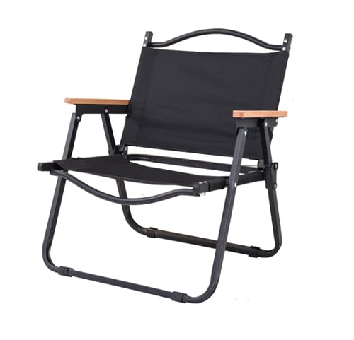 Faltbare Campingstühle – Leichter Klapphocker aus Aluminiumlegierung mit Armlehnen aus Buche – tragbarer Picknickstuhl für Camping, Wandern und Outdoor-Aktivitäten – schwarzes Stahlrohr-Design von Generisch
