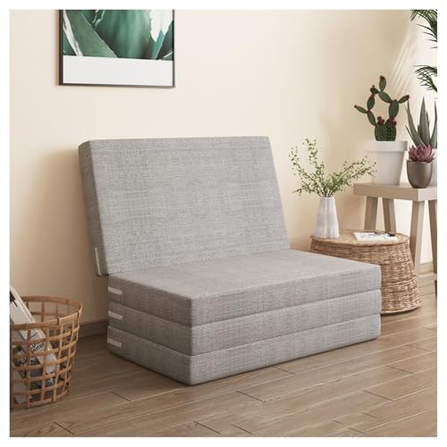 Faltbare Doppelmatratze, 10,2 cm, tragbare Matratze mit waschbarem Bezug, multifunktionale Bodenmatratze für Reisen und Gästebett (Hellbraun, 120 x 200 cm) von Generisch