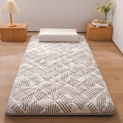 Faltbare Futon-Matratze für Camping und Zuhause, 2-Personen-Bodenbett, 188 x 78,7 x 3,8 cm, Grau von Generisch