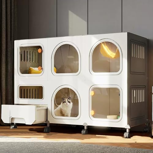 Faltbare Katzenhütte aus Metalldraht mit abnehmbarer Katzentoilette und Rädern, tragbarer Spiel- und Trainingsraum für Haustiere Faltbare Katzenhütte aus Metalldraht mit abnehmbarer Katzentoilette und Rädern, tragbarer Spiel- und Trainingsraum für Haustiere von Generisch