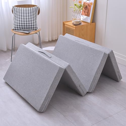 Faltbare Matratze, 8 cm Dicke, 4-teiliges Gästebett mit abnehmbarem Bezug, waschbare Campingmatratze für Reisen, Bodennutzung, Hellgrau, 80 x 200 cm Faltbare Matratze, 8 cm Dicke, 4-teiliges Gästebett mit abnehmbarem Bezug, waschbare Campingmatratze für Reisen, Bodennutzung, Hellgrau, 80 x 200 cm von Generisch