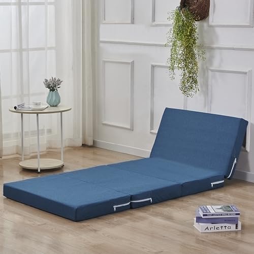Faltbare Matratze für Erwachsene Einzelbett für Camping Wohnzimmer Schlafzimmer Gästematratze mit abnehmbarem Bezug Platzsparendes Bett in einer Box (200 x 60 x 5 cm Blau) von Generisch