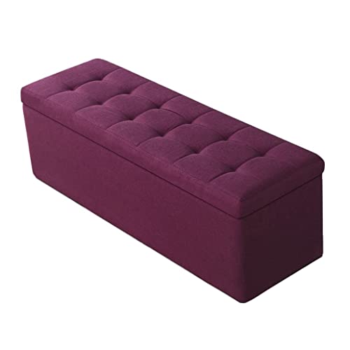 Faltbare Ottoman-Bank, Leinen, gepolstert, Fußstütze, Hocker mit Metallstütze, stilvolle Aufbewahrungskiste für Schlafzimmer, Wohnzimmer, Eingangsbereich, Büro, platzsparendes Design von Generisch