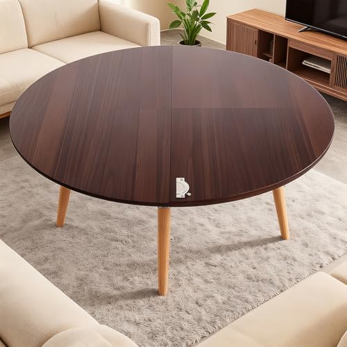 Faltbare Runder Esstisch, Esszimmertisch Ausziehbar,Küchentisch Klappbar,Platzsparend, Leicht zu Reinigen, 120 cm, Ersatz Für den Privaten und Gewerblichen Gebrauch (Braun, 200cm) von Generisch